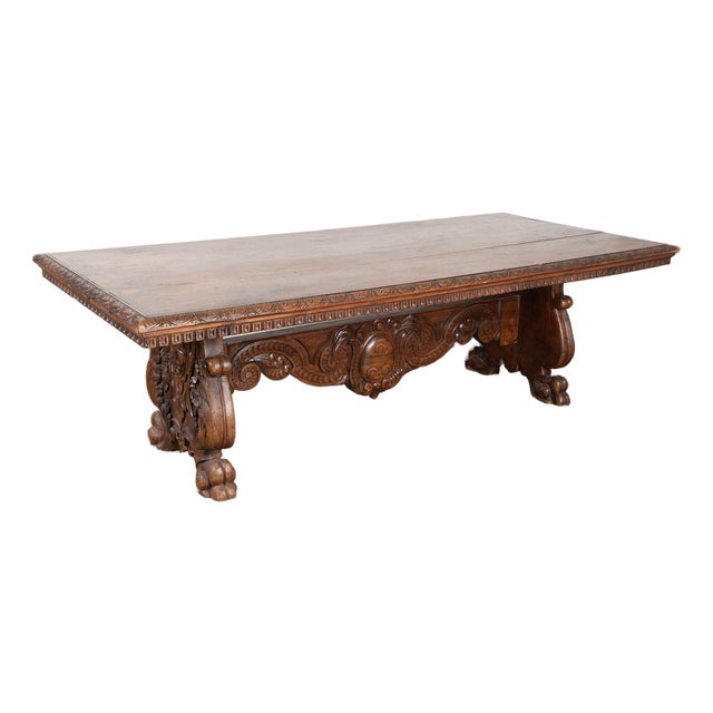 19th Century Italian Walnut Monastery Dining Table For Sale