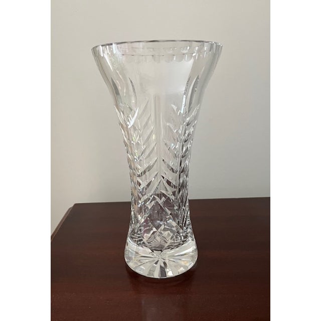 Early 20th century Webb Corbett classic 10" tall heavy cut crystal vase. Made in England