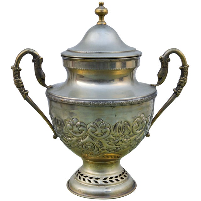 Hand-Engraved Moroccan Brass Urn For Sale - Image 9 of 9