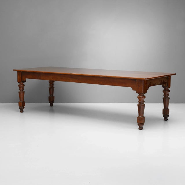 Mahogany boardroom table on turned legs. Circa 1880.