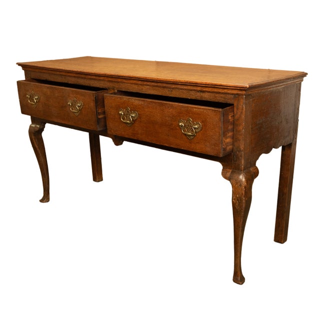 Antique 18thC Georgian Oak Welsh Two Drawer Dresser Base Server Side Table 1760 For Sale - Image 11 of 14