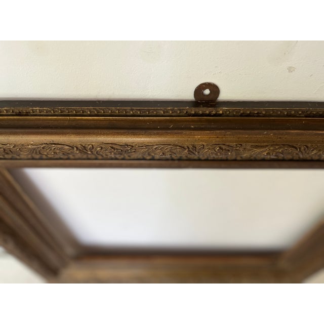 Wood Large Vintage Giltwood Picture Frame with Floral Relief, 1930 For Sale - Image 7 of 12
