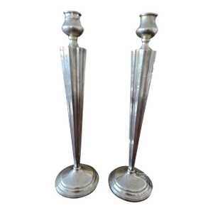 Vintage Mid Century Modern Pair Sterling Silver Candlesticks