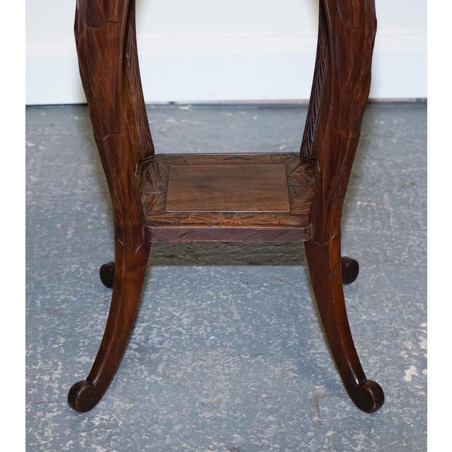 Wood Hand Carved Occasional Side End Lamp Wine Table from Libertys London, 1950s For Sale - Image 7 of 15