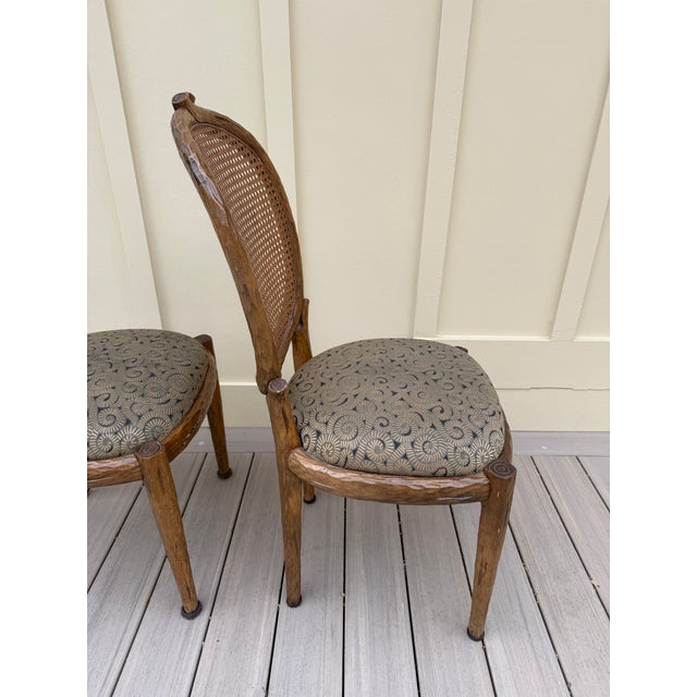 Set of 4 Vintage Faux Bois Dining Chairs With Cane Back For Sale - Image 16 of 18