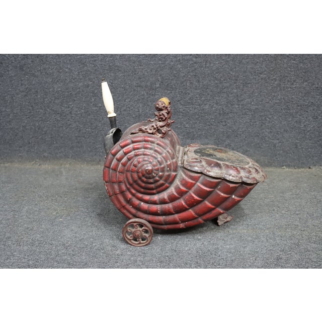Late 19th Century Rare Victorian Cast Metal Snail Coal Scuttle For Sale - Image 5 of 13