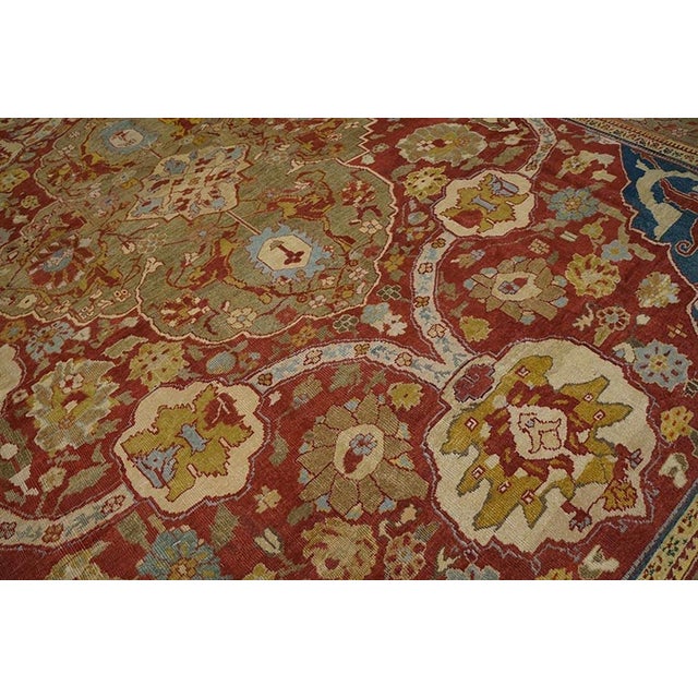 1880s Red Medallion Antique Persian Ziegler Sultanabad Rug 13' X 16'9" Handknotted Wool Carpet For Sale - Image 4 of 6
