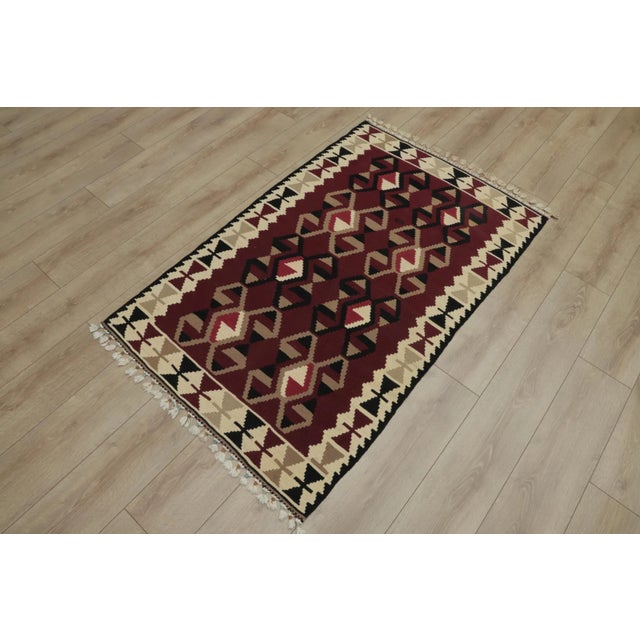 1960s 1960s Traditional Burgundy Wool Rug For Sale - Image 5 of 13