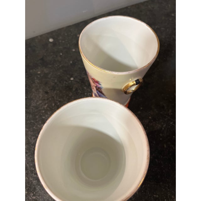 Early 20th Century Circa 1930's Pair Portrait Vases Orange Accent For Sale - Image 5 of 8