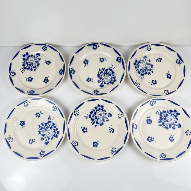 Vintage Semi-Porcelain Dessert Plates from Badonviller, 1920s, Set of 6 For Sale - Image 3 of 11