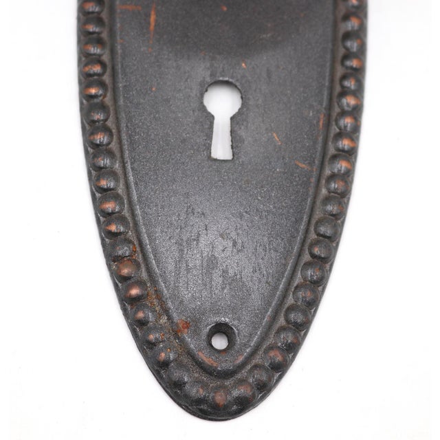 Antique Etched Floral Glass Beaded Dummy Door Knob Set For Sale - Image 4 of 6