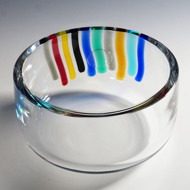 1980s Large 'Color Waterfall' Art Glass Bowl by Ferro & Lazzarini, Murano 1980s For Sale - Image 5 of 5
