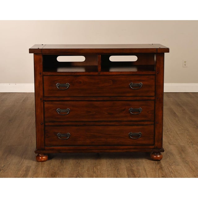 Mission Style Media Chest With Open Storage For Sale - Image 17 of 18