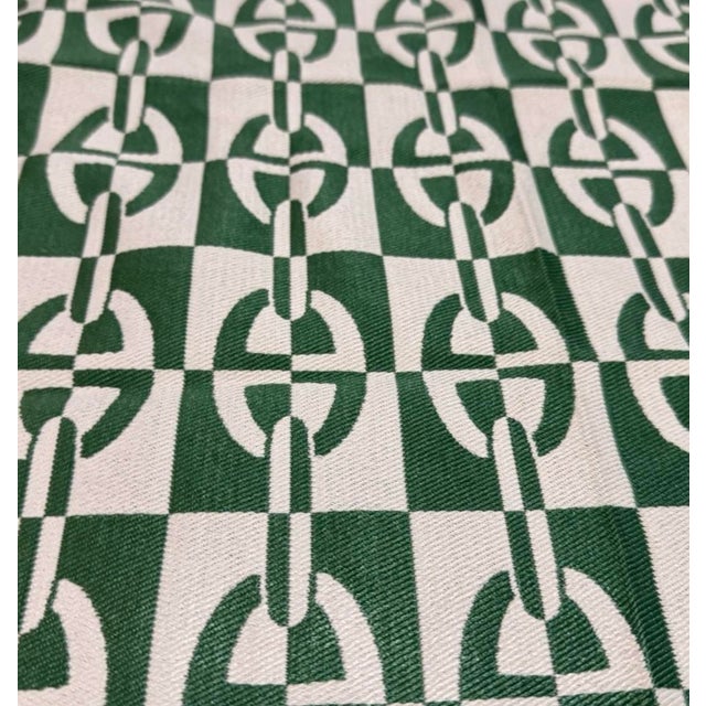 French Hermès Paris Optique Chaine D’ancre Fabric / Performance Fabric in Chlorophylle / Green and White For Sale - Image 3 of 5