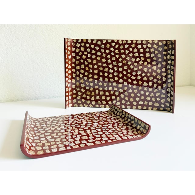 Eggshell Lacquer Jean Dunand Style Tray Set For Sale - Image 9 of 10