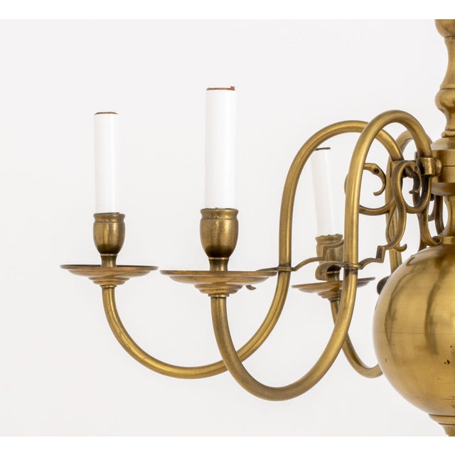 Early 20th Century Dutch Style Six Branch Brass Chandelier, 20th Century For Sale - Image 5 of 8