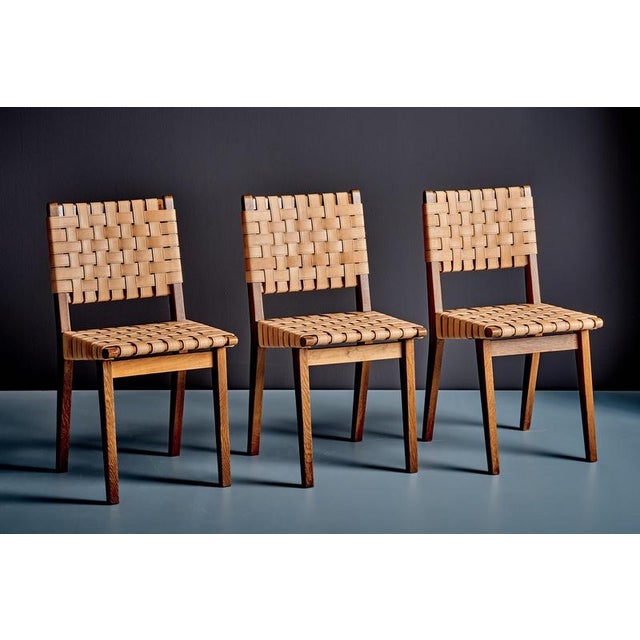 Oak Chairs with Leather Webbing by Jens Risom for Knoll, France, 1950s, Set of 2 For Sale - Image 12 of 15