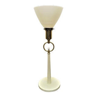 1950s Rembrandt Brass & Milk Glass Lamp For Sale