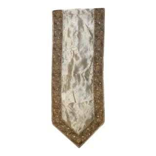 Sethi & Sethi Mosaic Floral Zardosi Embroidered Border Silk Zari Throw/Table Runner For Sale