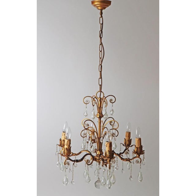 Hollywood Regency Golden Stars and Water Drops Chandelier, Italy, 1930s For Sale - Image 18 of 18
