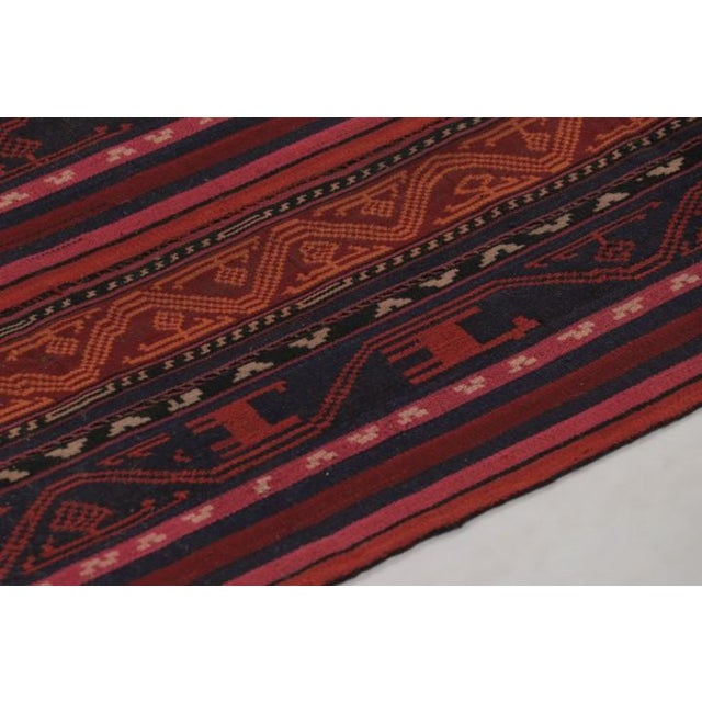 Traditional Vintage Persian Kilim in Red and Blue With Geometric Stripes - Rug & Kilim For Sale - Image 3 of 10