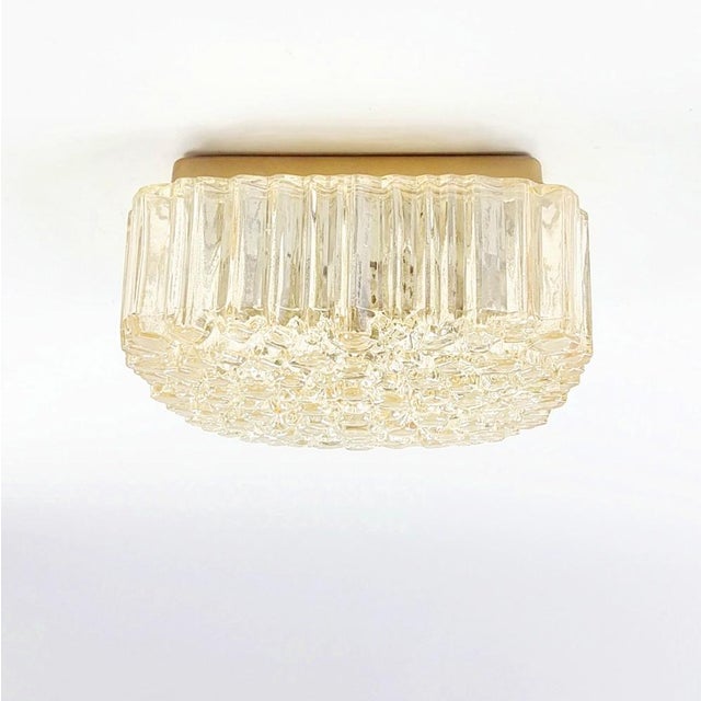 Mid-Century German Flush Mount in Amber Glass by Helena Tynell for Limburg, 1970s For Sale - Image 4 of 12