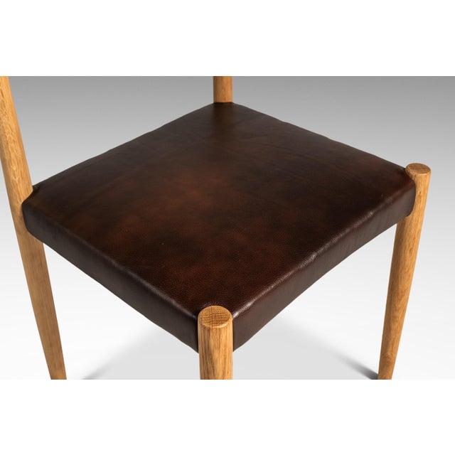 Restored Mid-Century Danish Modern Side / Dining Chair in Oak & Leather by Poul Volther for Frem Røjle, Denmark, C. 1970s For Sale - Image 14 of 18