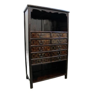 Early 20th Century Large Chinese Lacquered Elmwood Display Cabinet For Sale