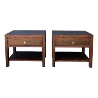 Spanish Neoclassical Style Nightstands with Drawer and Lower Shelf, 1950, Set of 2 For Sale