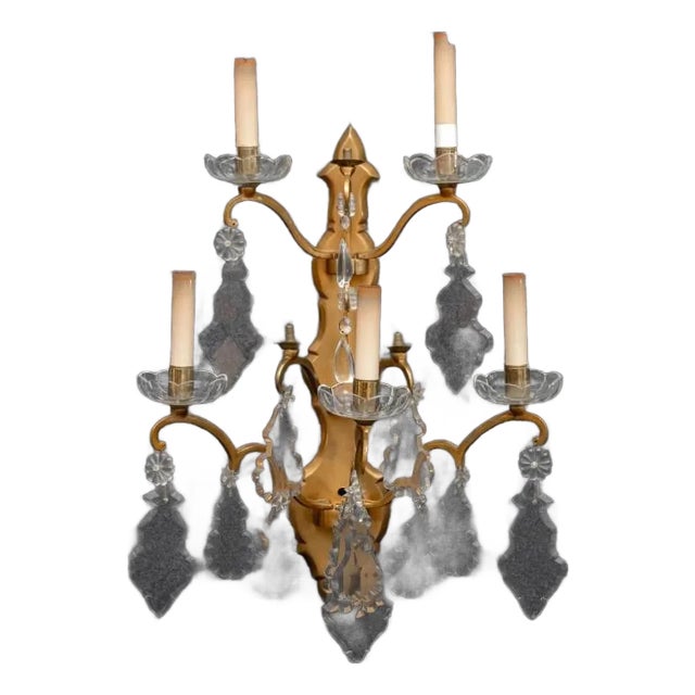 Regency Style Brass Five-Light Sconce For Sale