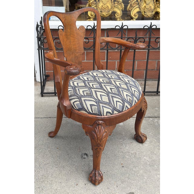 Traditional Antique George I Swan Handle Mahogany Arm Chair For Sale - Image 3 of 7