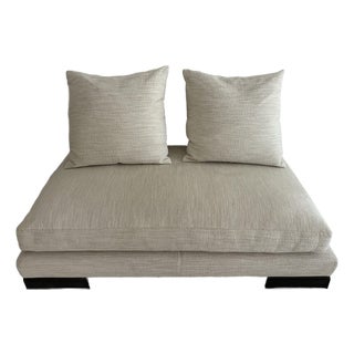 “Flexform Groundpiece Sectional Sofa Module – Off-White Linen, Italian Design” For Sale