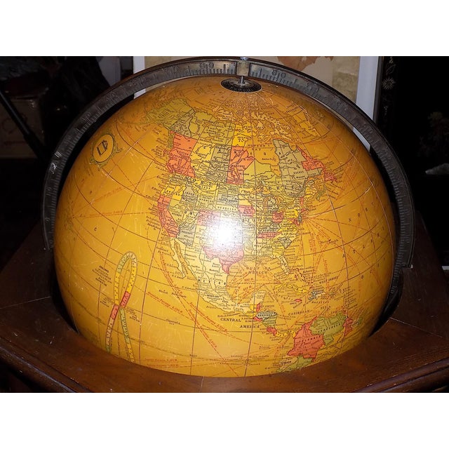 Gold Vintage Large Mid 20th Century George Cram for Butler Illuminated Standing World Globe For Sale - Image 8 of 12