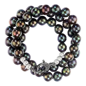 Iridescent Deep Blue/Green 10mm Pearl Necklace
