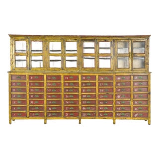 Antique Patinated Workshop Cabinet For Sale