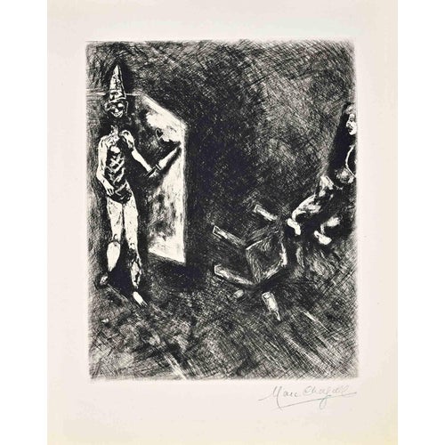 Marc Chagall, La Mort et le Malheureux, 1952, Etching For Sale