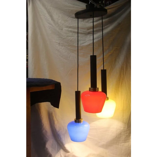 Brown Italian Brass Chandelier from Vistosi, 1950s For Sale - Image 8 of 10