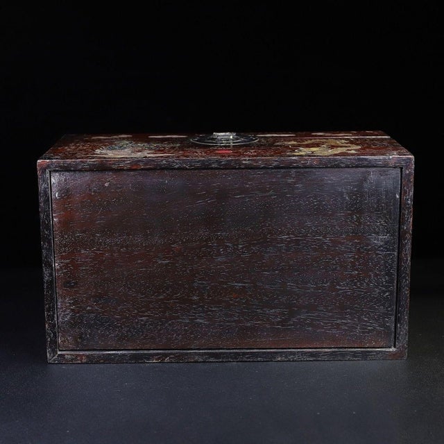 Zitan Wood Box Inlaid With Mother-of-Pearl Dragon & Phoenix For Sale - Image 9 of 10