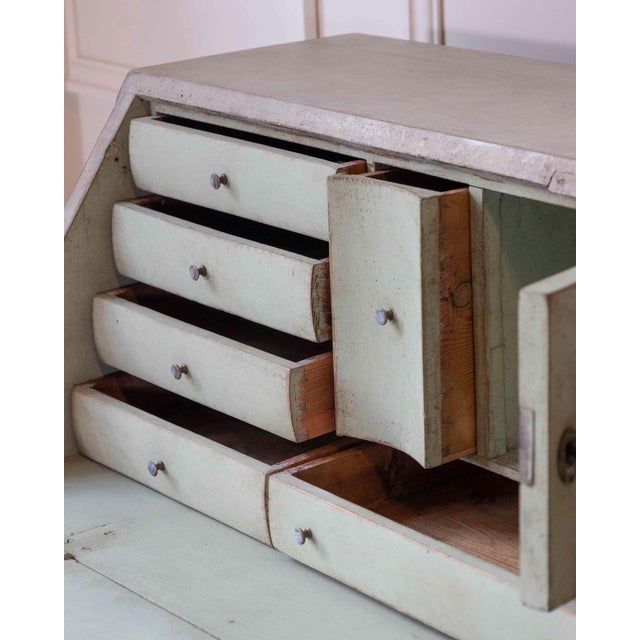 Swedish Gustavian Slant-Front Secretary in Original Cream Paint, 19th Century For Sale - Image 15 of 15