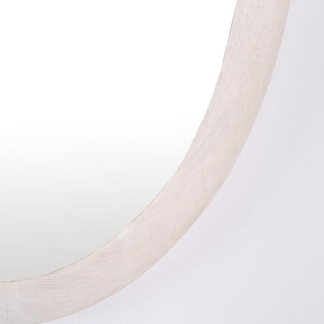Oval White Painted Mirror with Wooden Frame, 1940s For Sale - Image 6 of 7