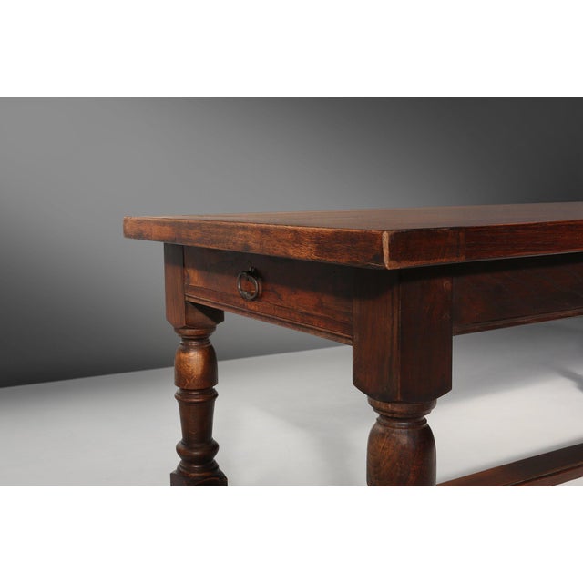 20th Century French Rustic Oak Dining Table, 1950s For Sale - Image 10 of 15