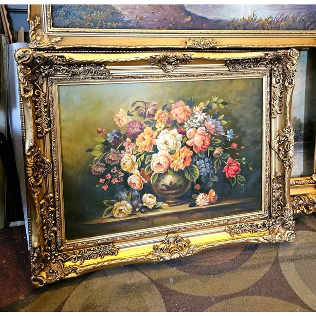 Add timeless European elegance to your interior with this beautiful floral still life featuring a lush arrangement of...