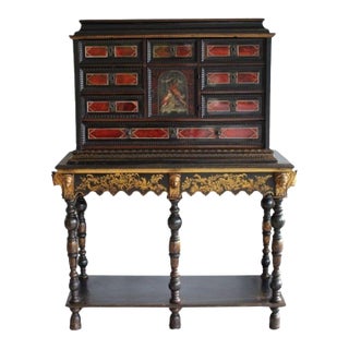 Antique 17th Century Dutch Travelling Chest Made in the Netherlands in C. 1680 With 18th Cent Chinoiseries Stand C. 1700s For Sale