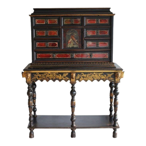 Antique 17th Century Dutch Travelling Chest Made in the Netherlands in C. 1680 With 18th Cent Chinoiseries Stand C. 1700s