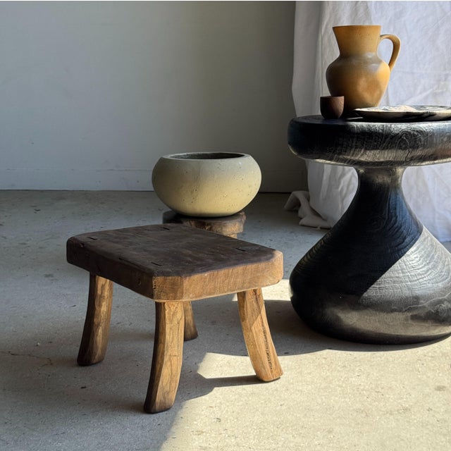 Wood Small Stool in Teak For Sale - Image 7 of 18