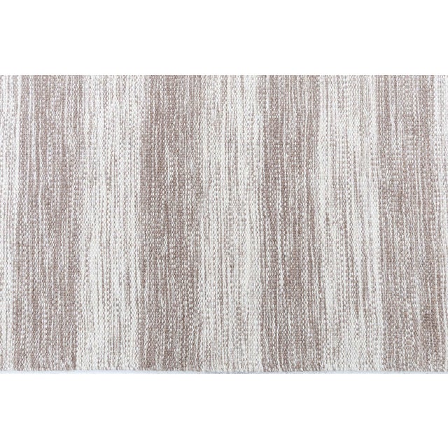 Contemporary Striped Brown and Beige Flat-Weave Wool Rug by Doris Leslie Blau For Sale In New York - Image 6 of 9