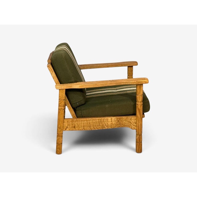 Henning Kjaernulf Style, Lounge Chairs, Oak, Fabric, Denmark, 1970s For Sale - Image 12 of 13