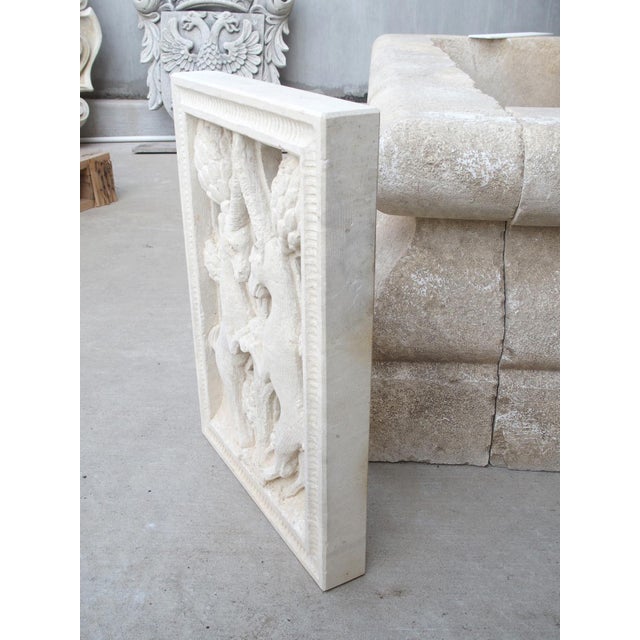 Carved and Pierced Italian Limestone Plaque of Rampant Ibex For Sale - Image 12 of 12