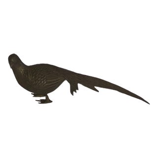 Mid 20th Century Solid Brass Sculpture of a Pheasant Bird For Sale