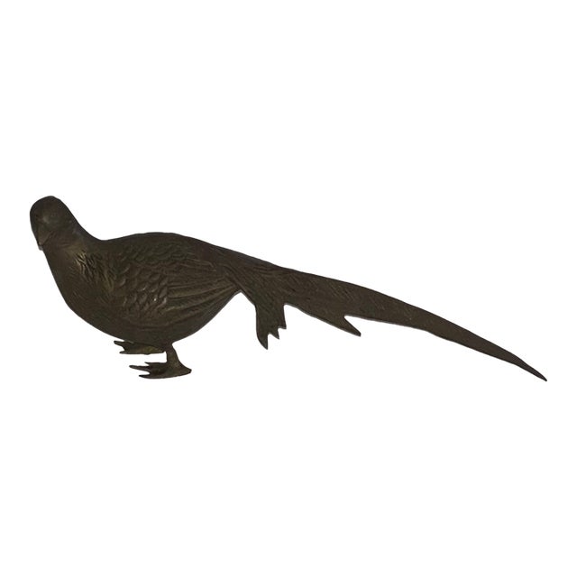 Mid 20th Century Solid Brass Sculpture of a Pheasant Bird For Sale